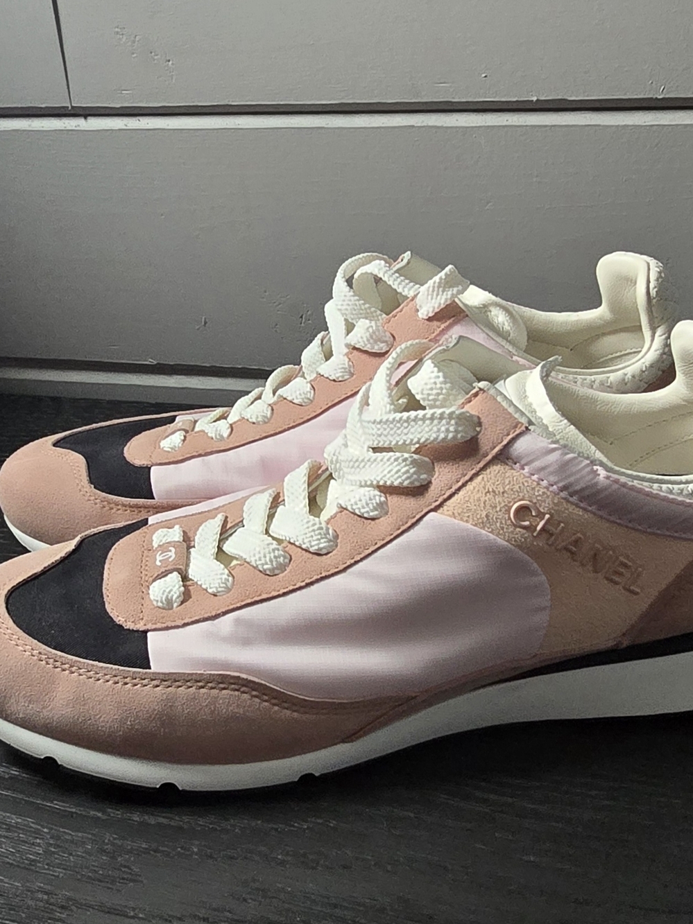 New Chanel Pink and Black Low-Top Sneakers with Dust Bags - Picture 3 of 7